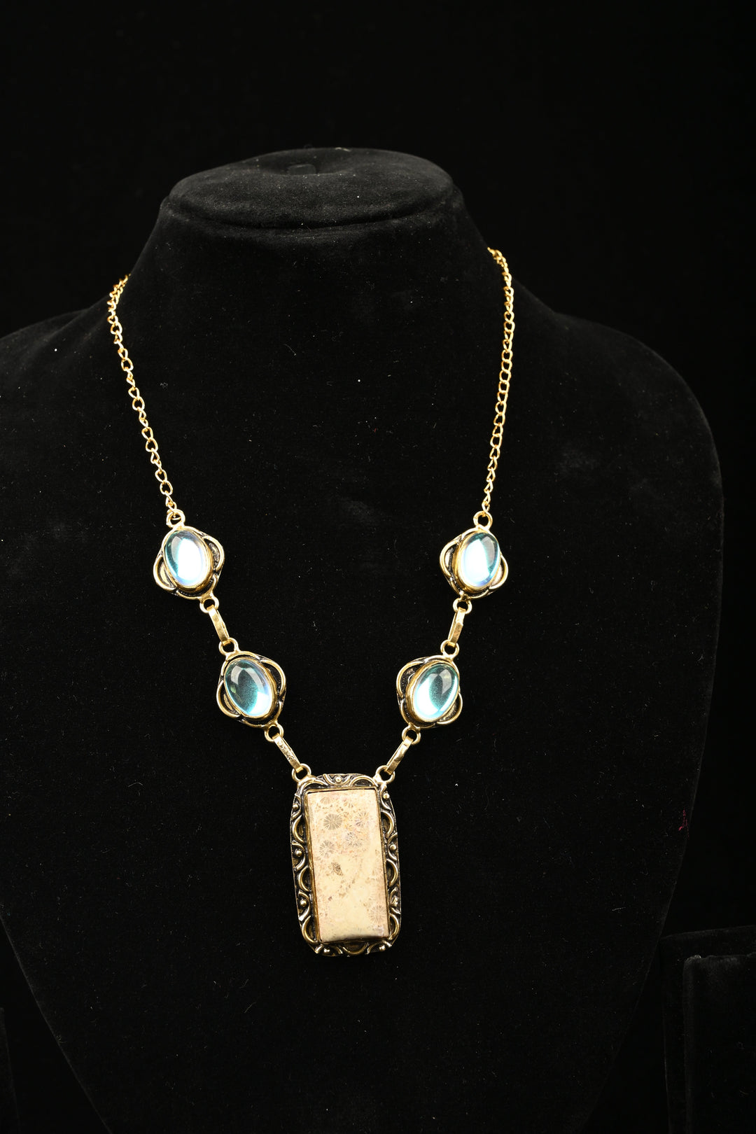 Victoria Blue Chalcedony and Magnesite Necklace | SHOBITAM