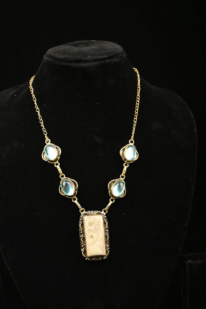 Victoria Blue Chalcedony and Magnesite Necklace | SHOBITAM
