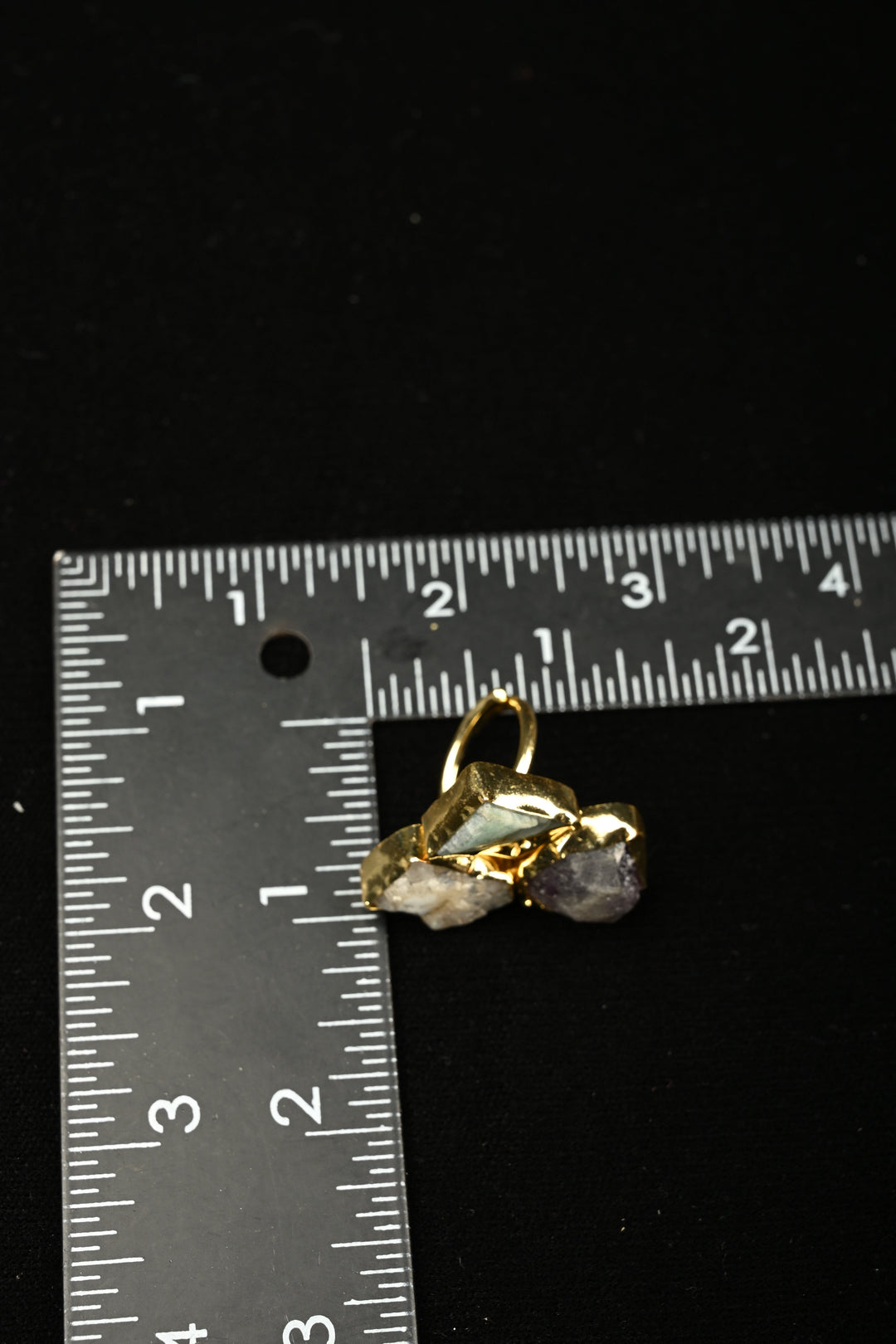Raw Gemstone Harmony-Amethyst-Citrine-Amazonite Trio Adjustable Brass Ring | SHOBITAM