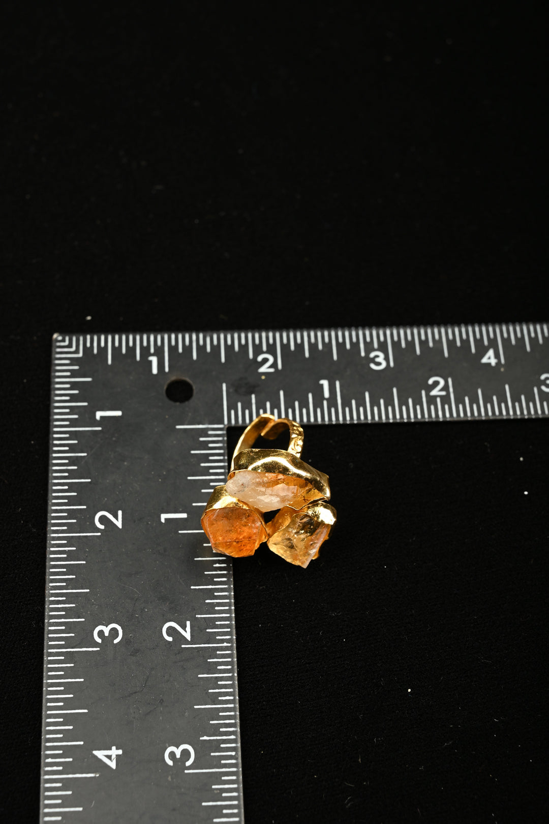 Organic Orange Glow-Raw Citrine Doublet Adjustable Brass Ring