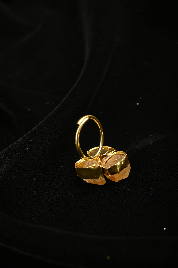 Sunset Crystal Cluster-Raw Citrine & Moonstone Trio Adjust | SHOBITAM
