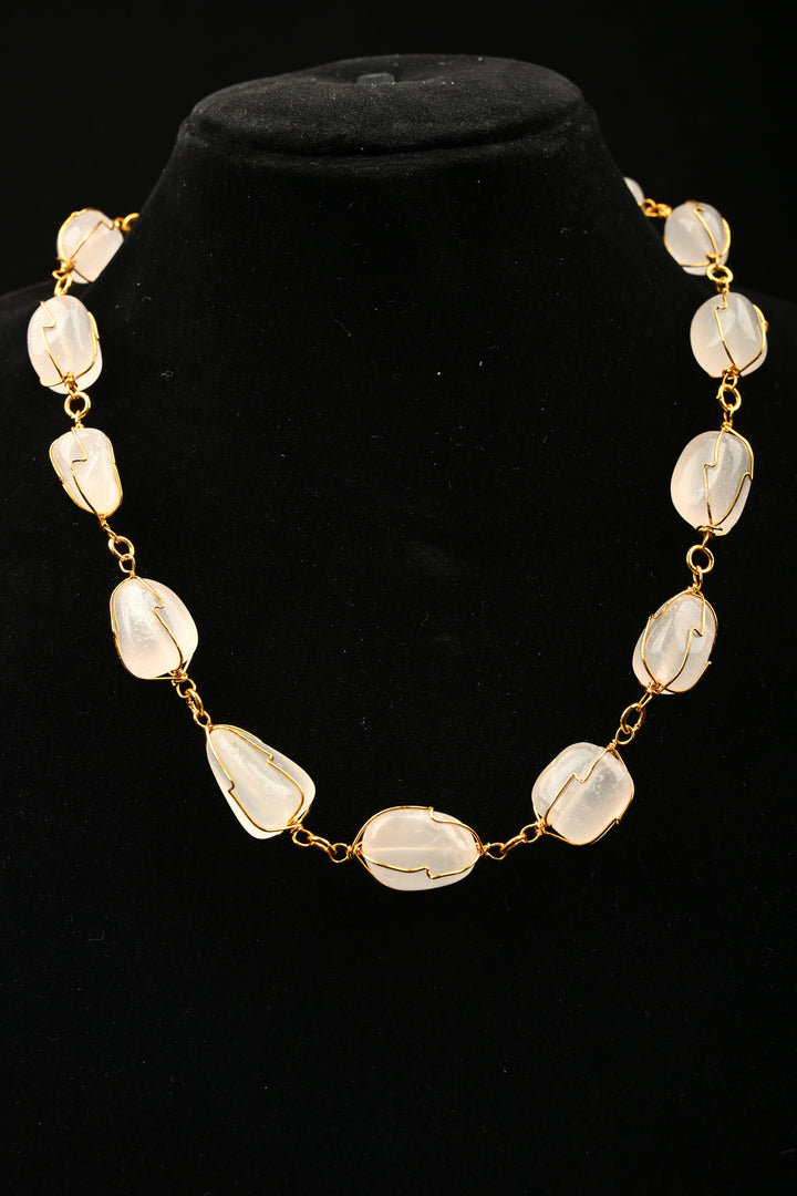 Rose Quartz Dawn Statement Necklace | SHOBITAM