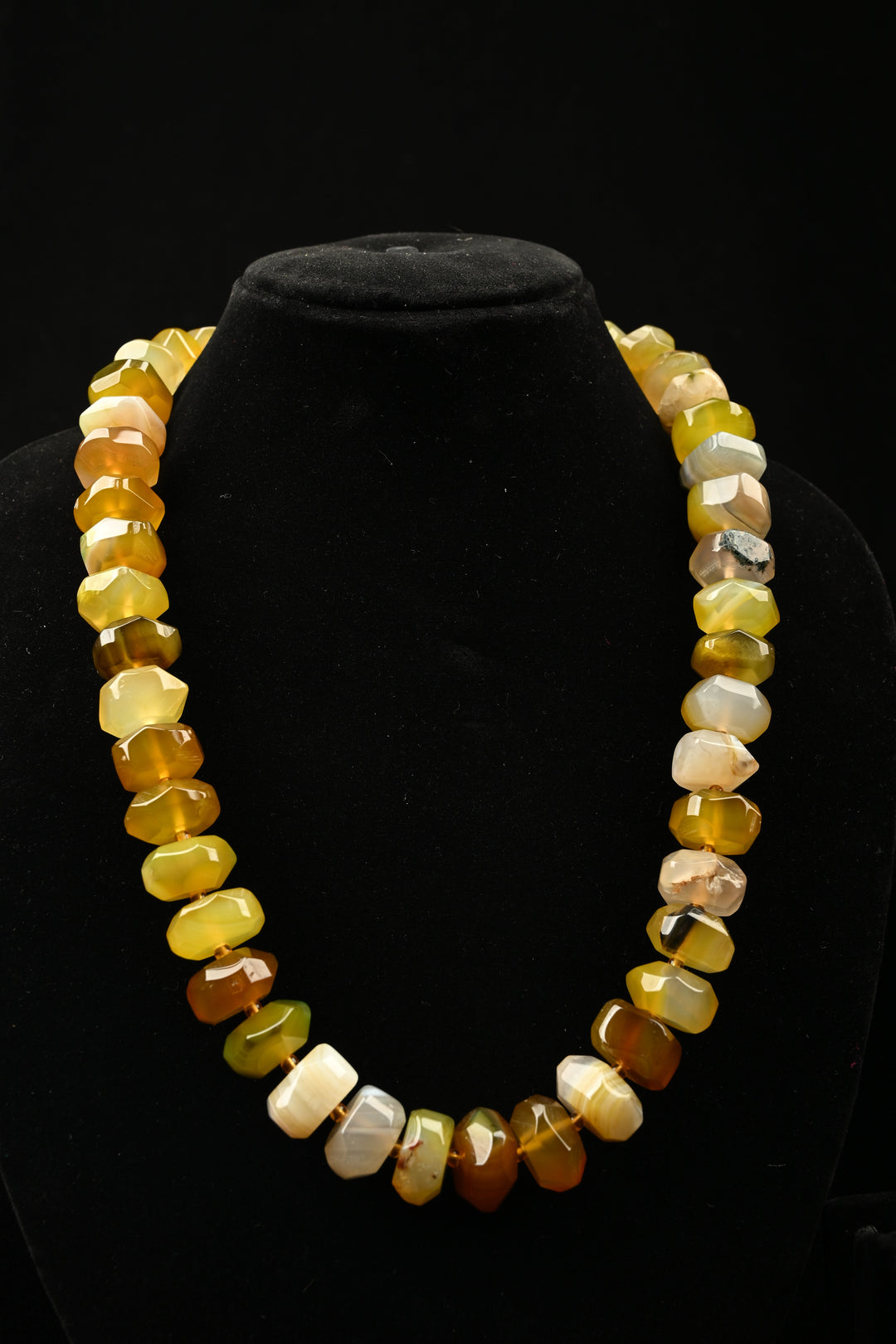 Sunlit Yellow Dendritic Agate Bead Necklace | SHOBITAM