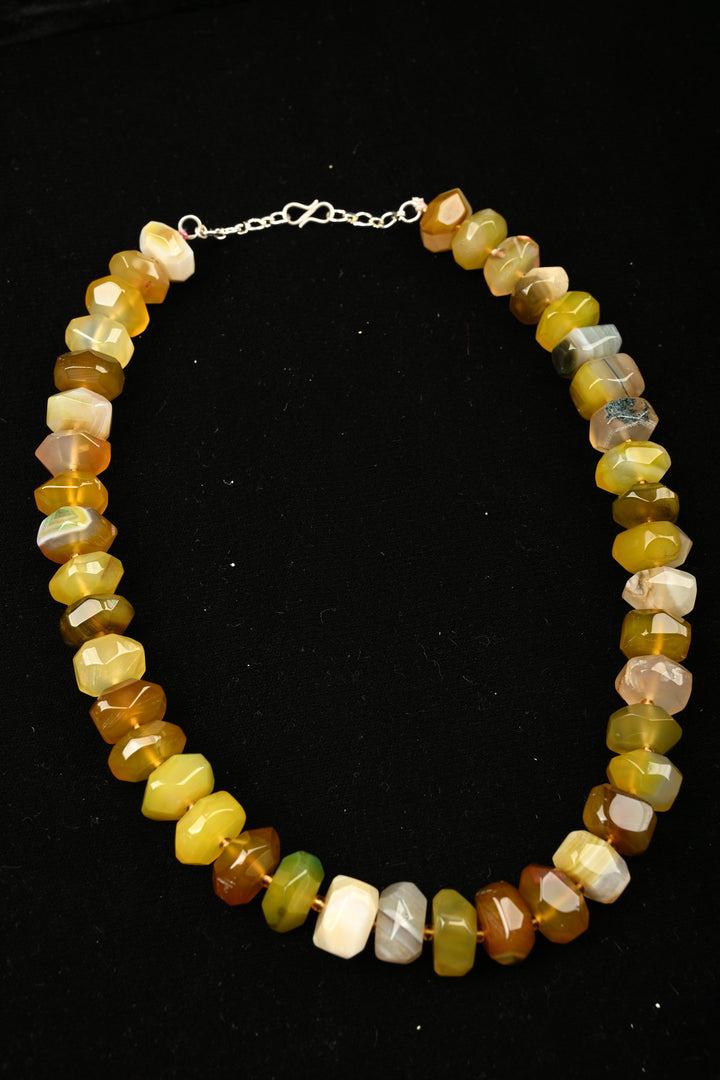 Sunlit Yellow Dendritic Agate Bead Necklace | SHOBITAM