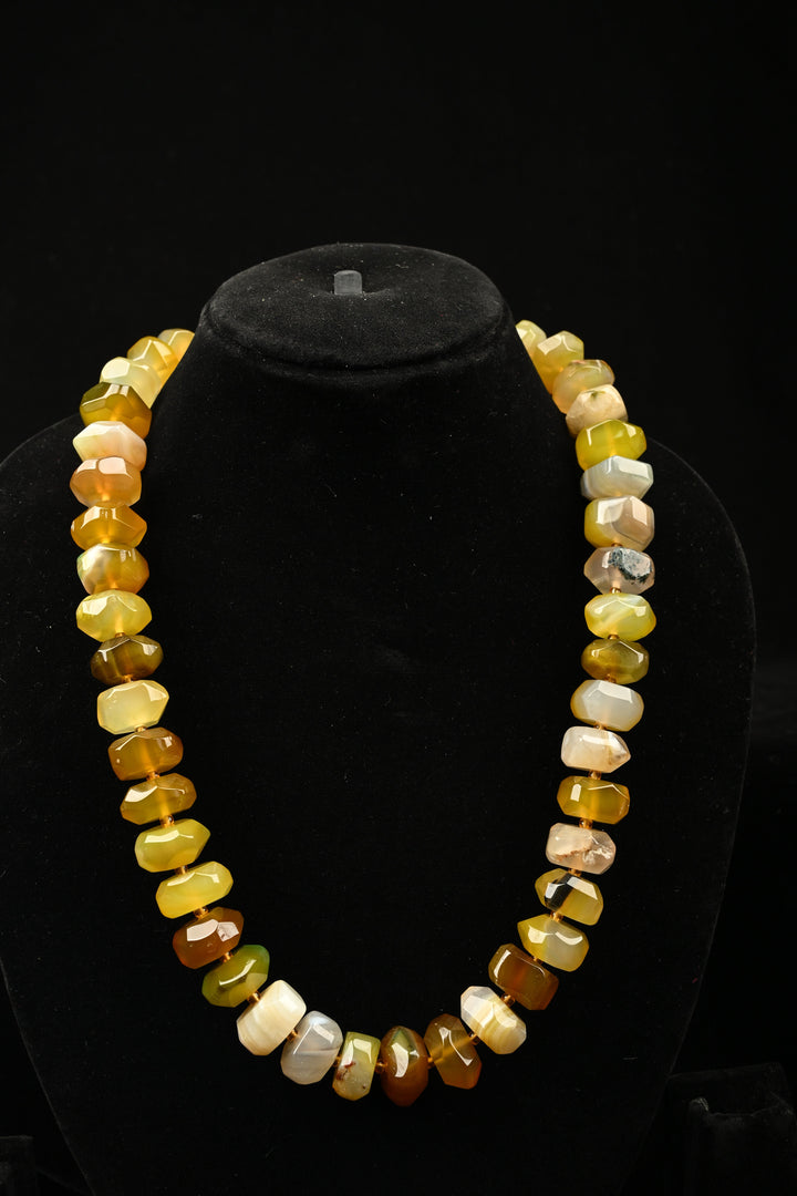 Sunlit Yellow Dendritic Agate Bead Necklace | SHOBITAM