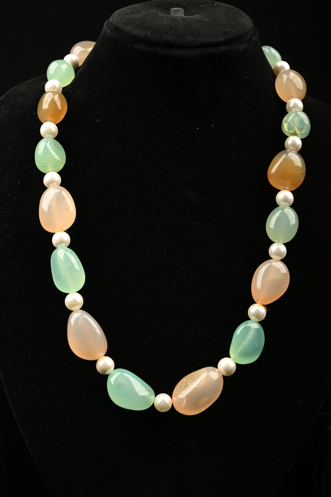 Pastel Agate Multi-Color Oval Bead Necklace | SHOBITAM