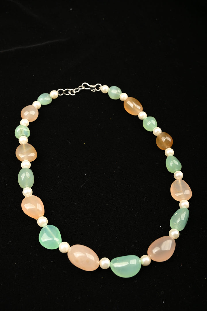 Pastel Agate Multi-Color Oval Bead Necklace | SHOBITAM