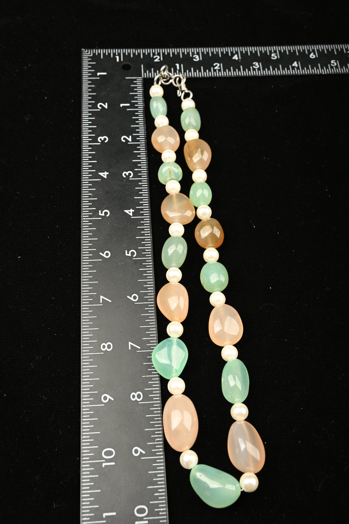 Pastel Agate Multi-Color Oval Bead Necklace | SHOBITAM