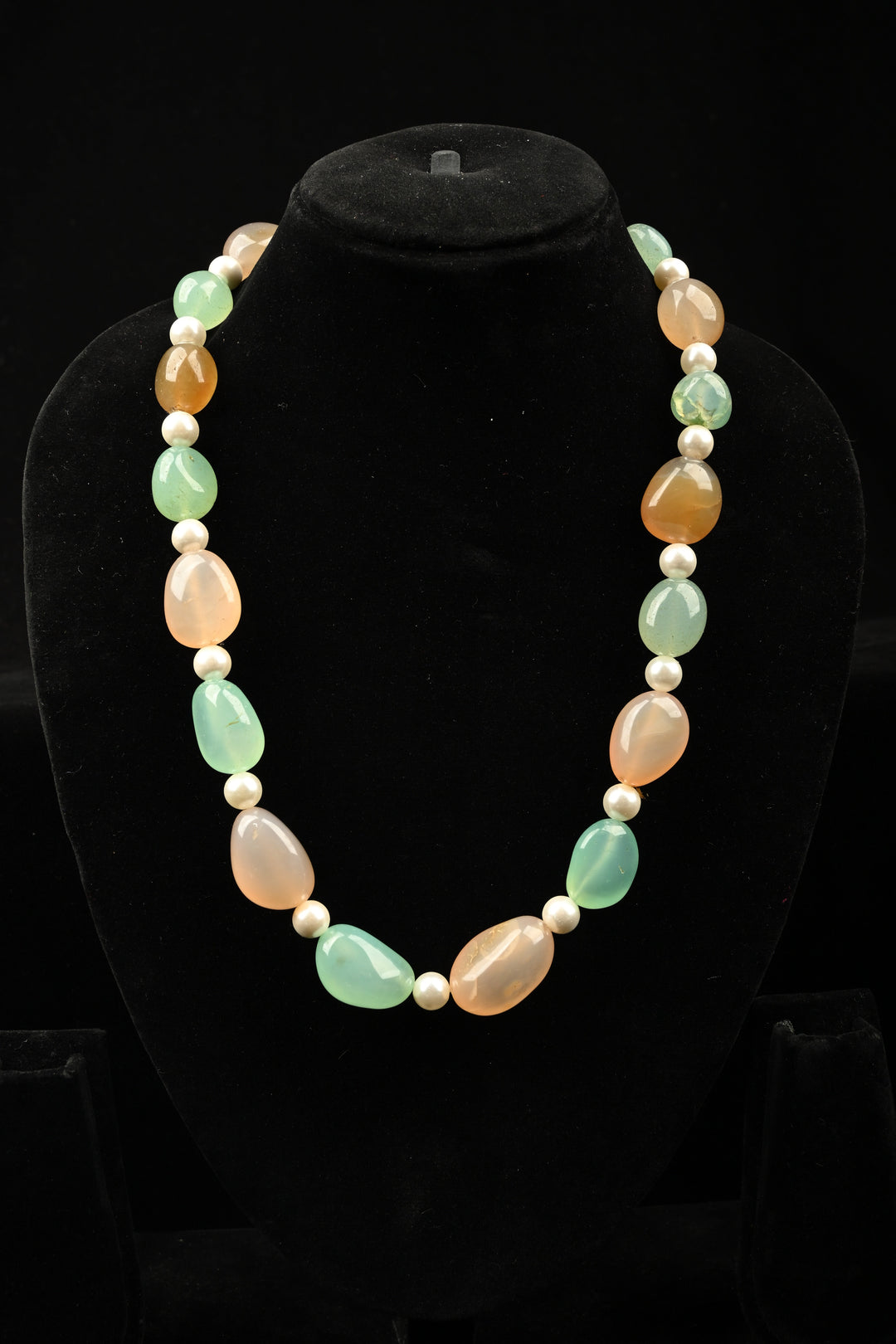 Pastel Agate Multi-Color Oval Bead Necklace | SHOBITAM