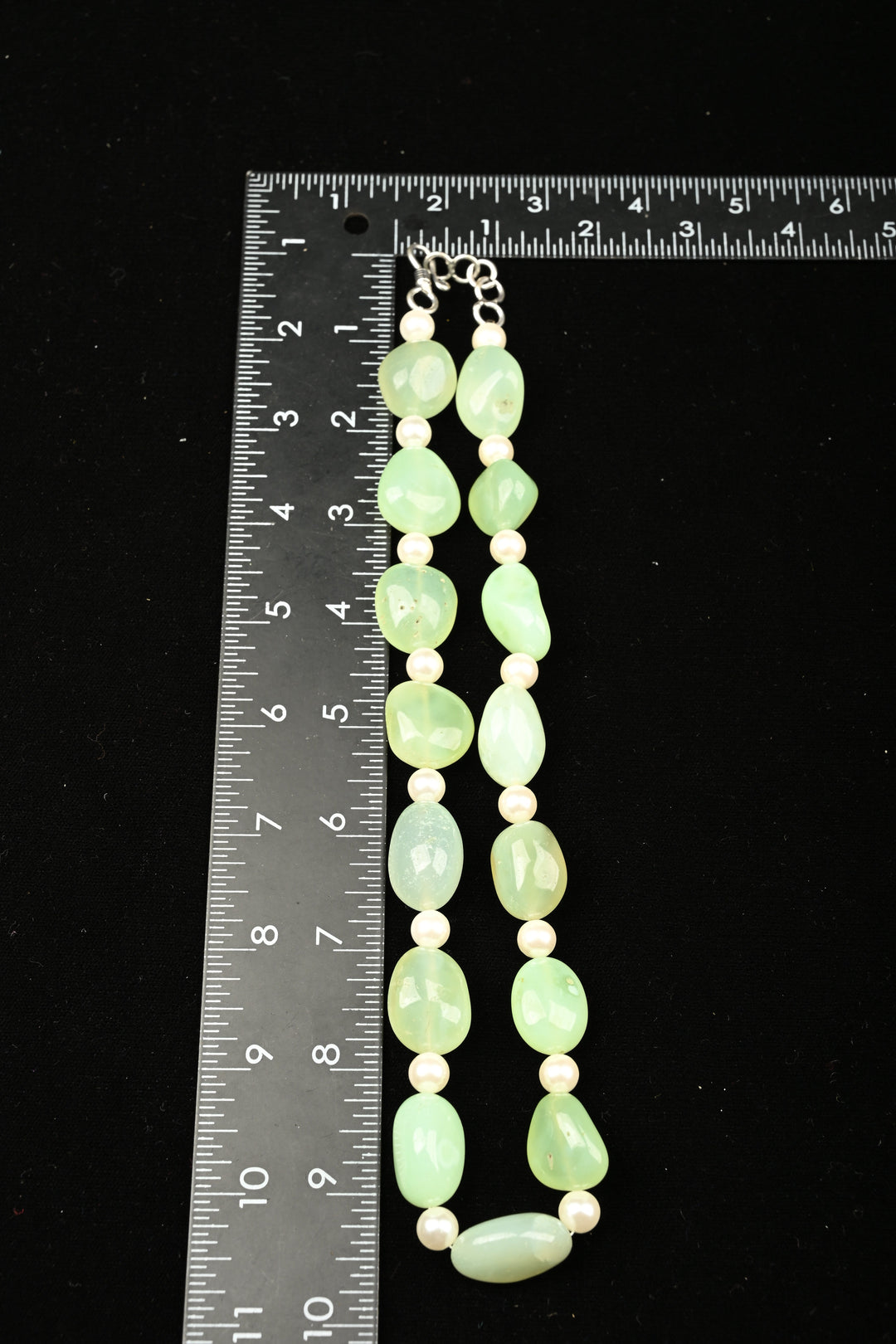 Dewdrop Green- Natural Aventurine & Pearl Tumbled Bead Necklace | SHOBITAM