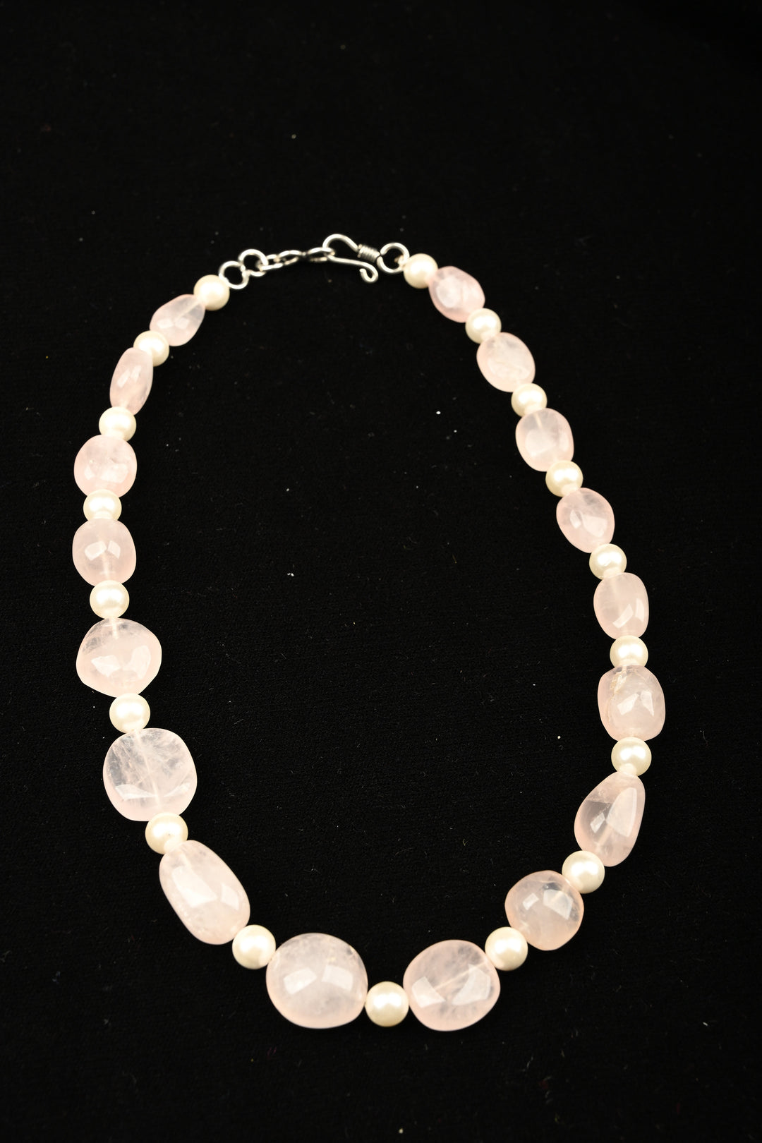 Natural Blush Pink Rosé Quartz and white beads Necklace | SHOBITAM