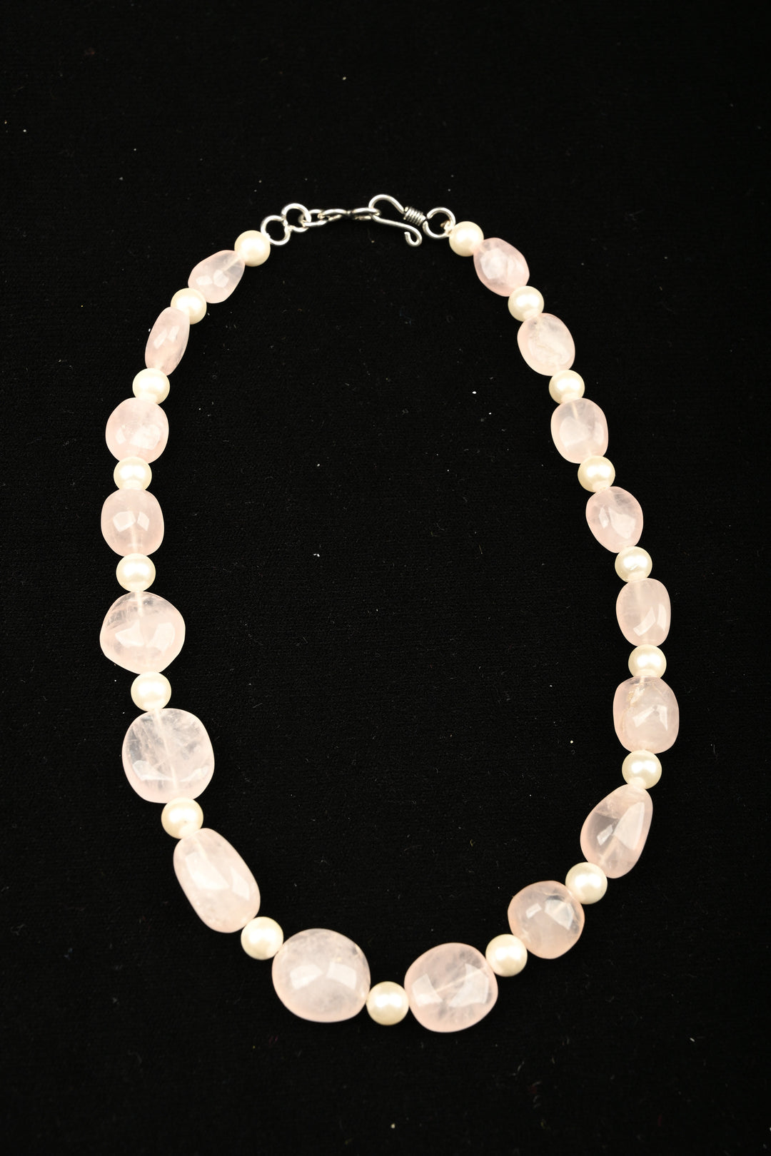 Natural Blush Pink Rosé Quartz and white beads Necklace | SHOBITAM