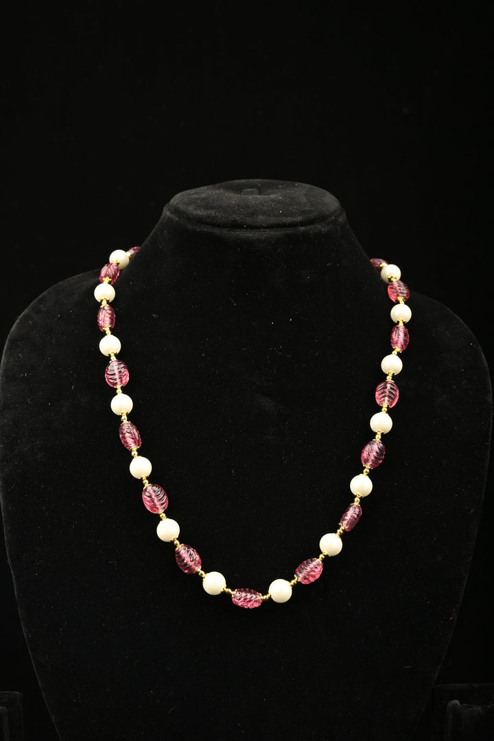 Tipsy Sangria Agate & Pearl Bead Necklace | SHOBITAM