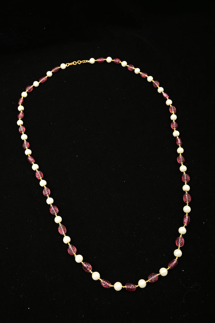 Tipsy Sangria Agate & Pearl Bead Necklace | SHOBITAM