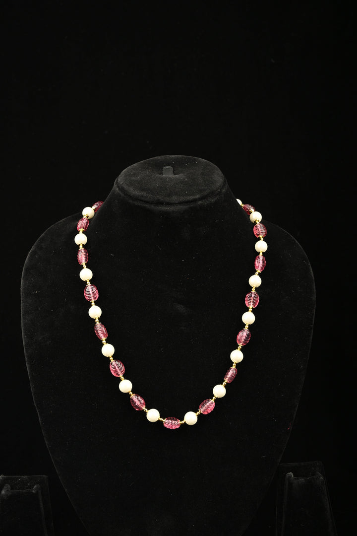Tipsy Sangria Agate & Pearl Bead Necklace | SHOBITAM