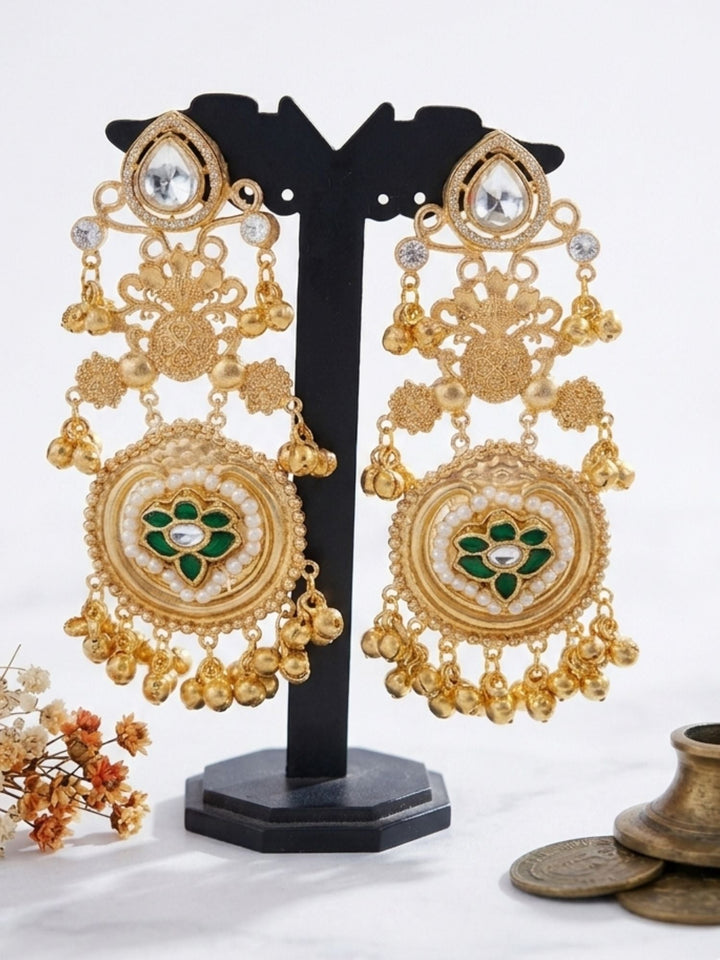 Gold Plated, Golden Chandbali Earrings in Pearl Festive Elegance | SHOBITAM