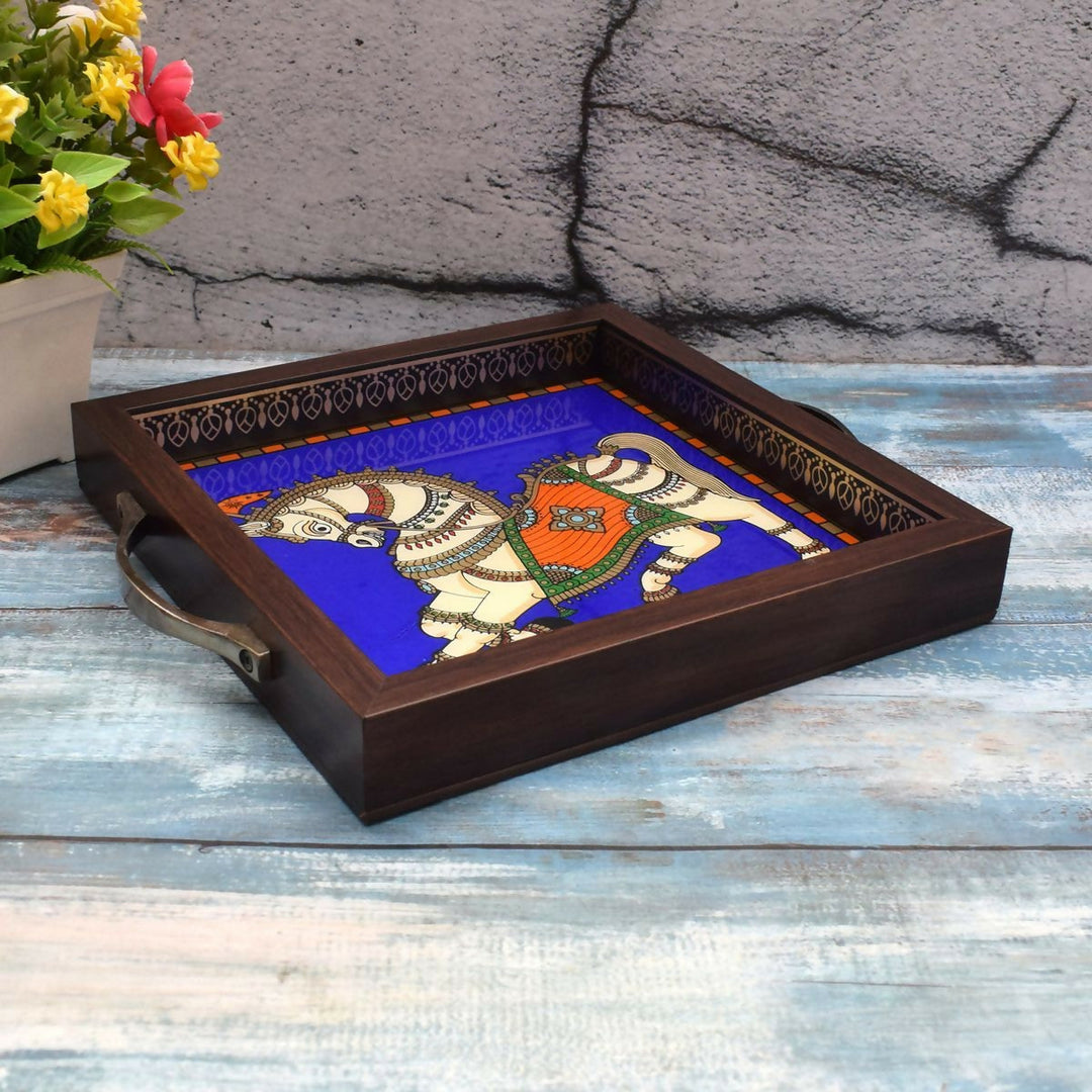 2*11*9 GLASS PAINTING TRAY HORSE ,Unframed | SHOBITAM