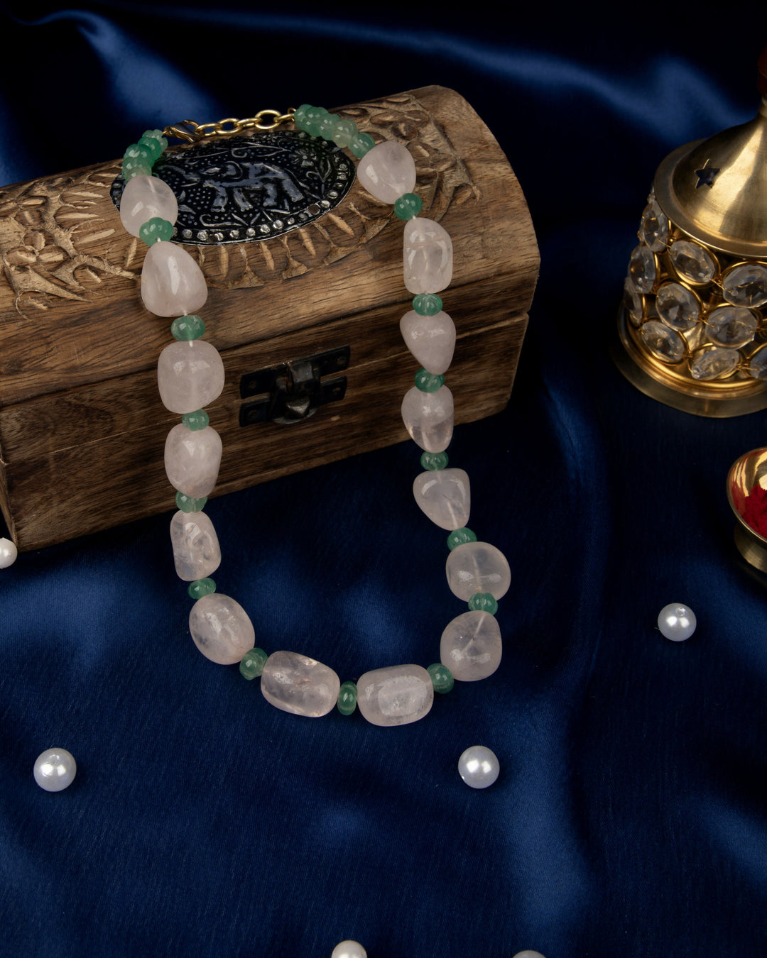 Rosaline Grove: Rose Quartz & Prasiolite Mala | SHOBITAM