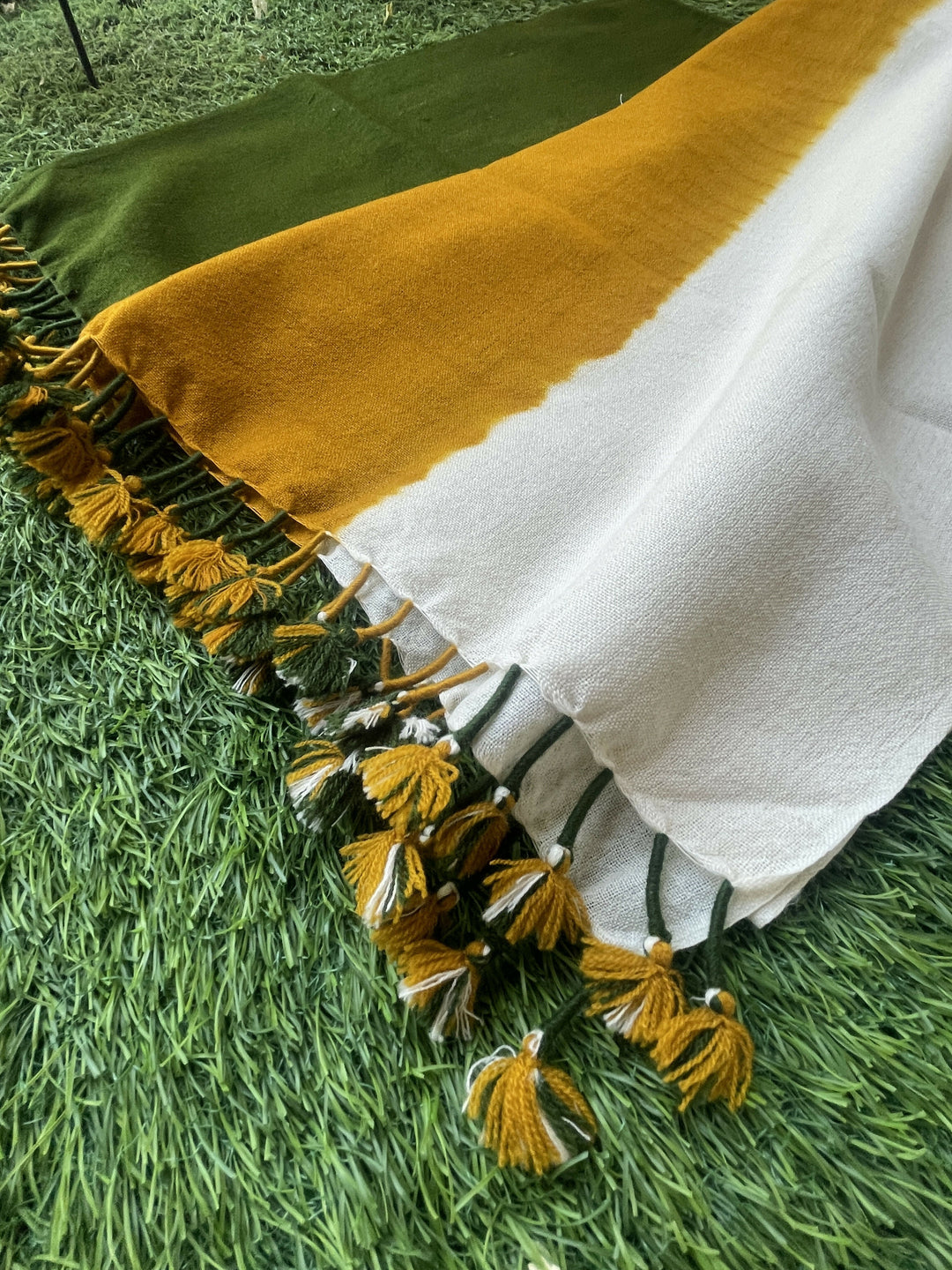 Color block Marino wool handcrafted stole  | SHOBITAM