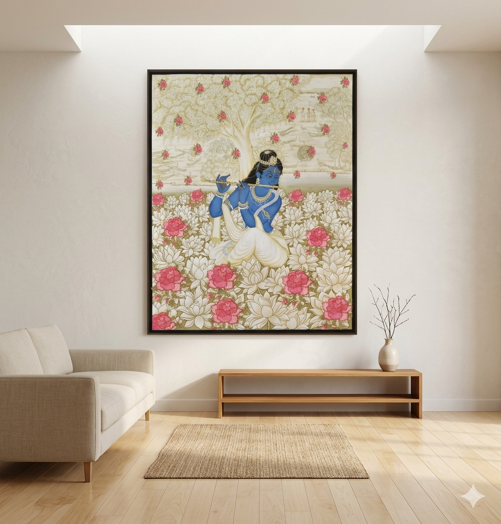 5x4 Feet Krishna in Pastoral Grace | SHOBITAM