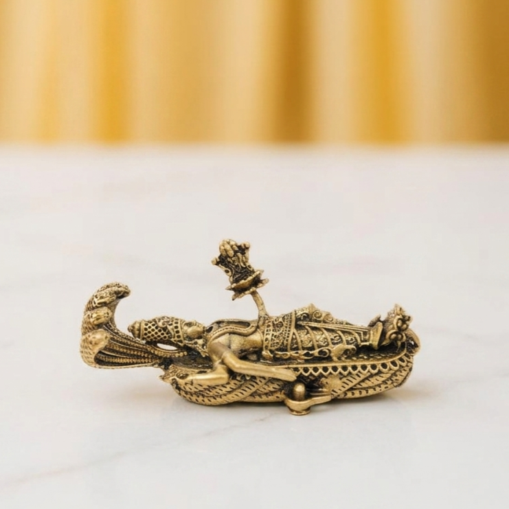 Lord Vishnu Yog Nidra Brass Idol / Car Dashboard