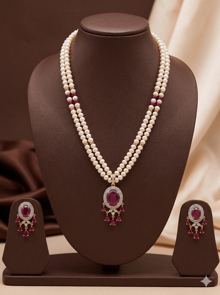 Ruby Grace Freshwater Pearl Pendant Set | SHOBITAM