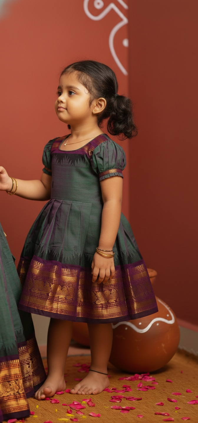 Madhuri Peacock Green frock mini | SHOBITAM