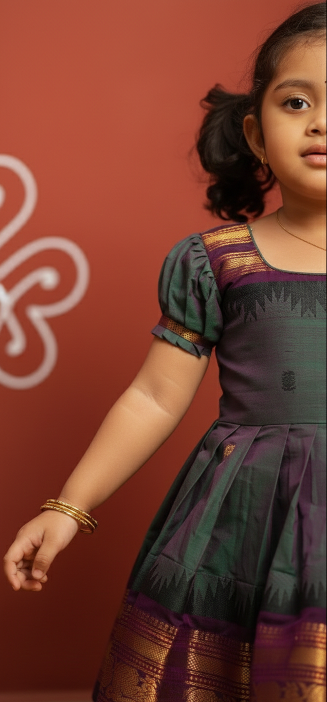 Madhuri Peacock Green frock mini | SHOBITAM