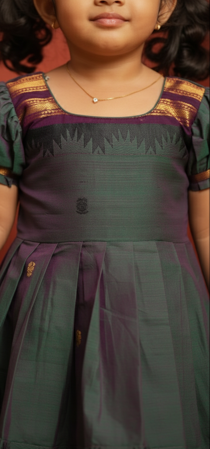 Madhuri Peacock Green frock mini | SHOBITAM