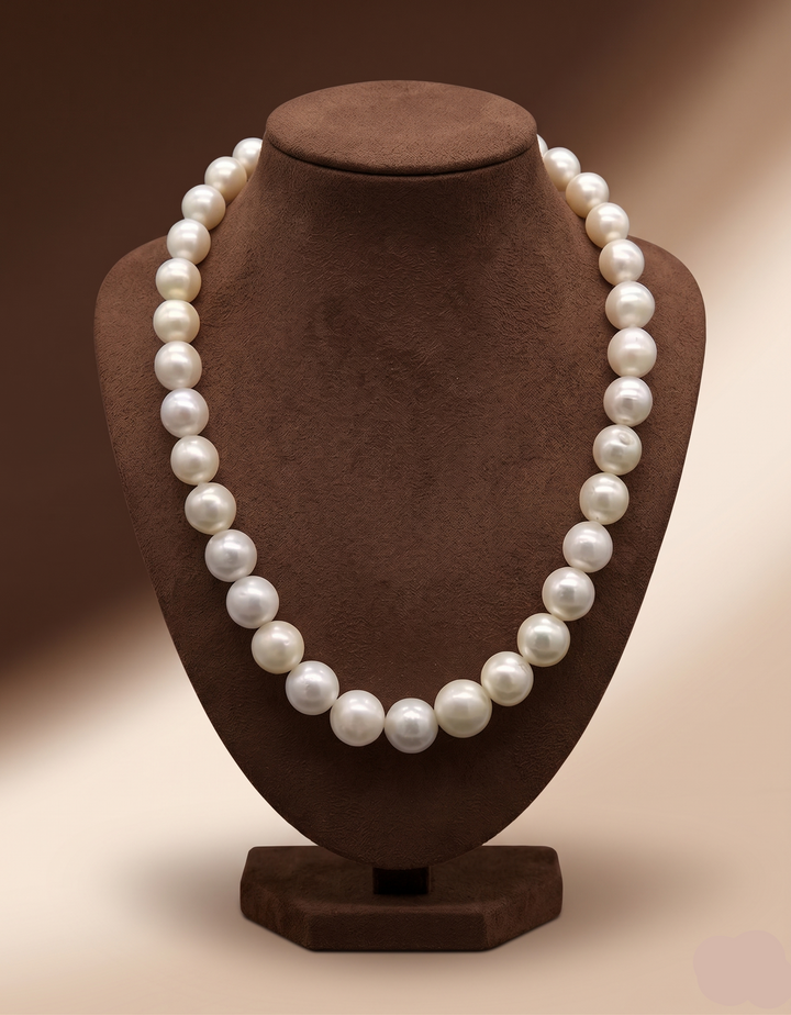Ivory Grandeur South Sea Pearl One-Line Mala | SHOBITAM