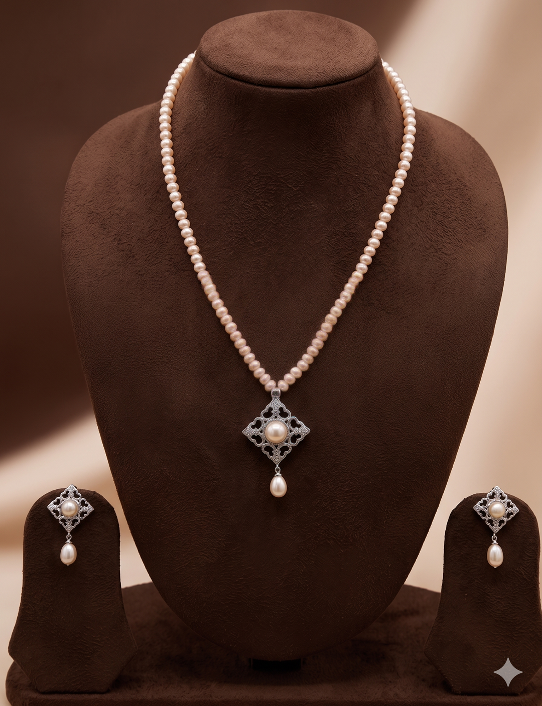 Blush Grace Freshwater Pearl Pendant Set | SHOBITAM