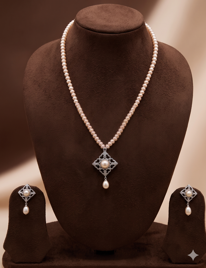 Blush Grace Freshwater Pearl Pendant Set | SHOBITAM
