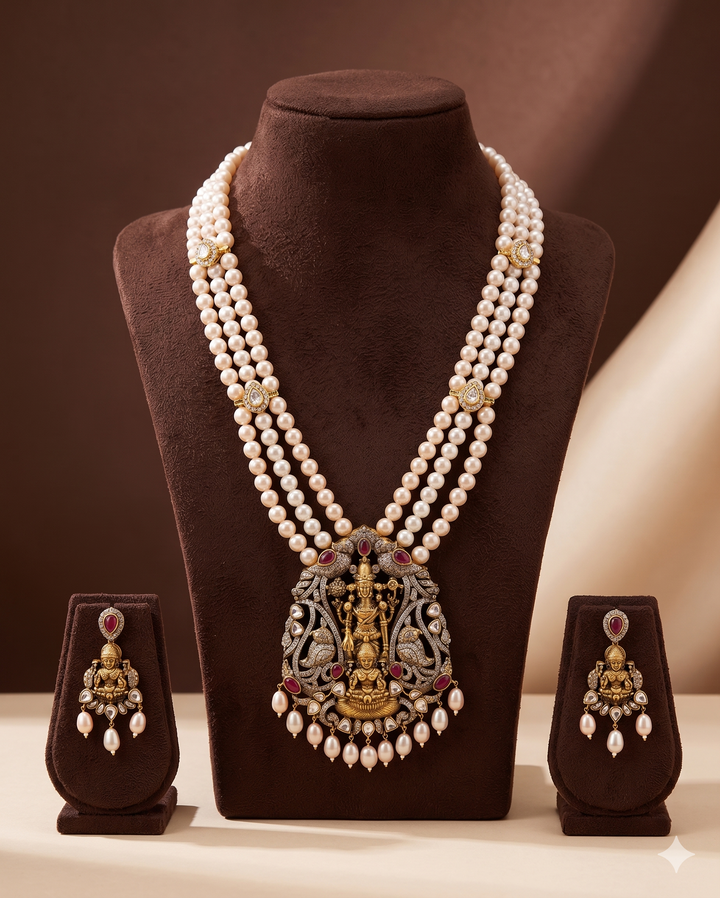 Pink & White Freshwater Pearl Pendant Set | SHOBITAM