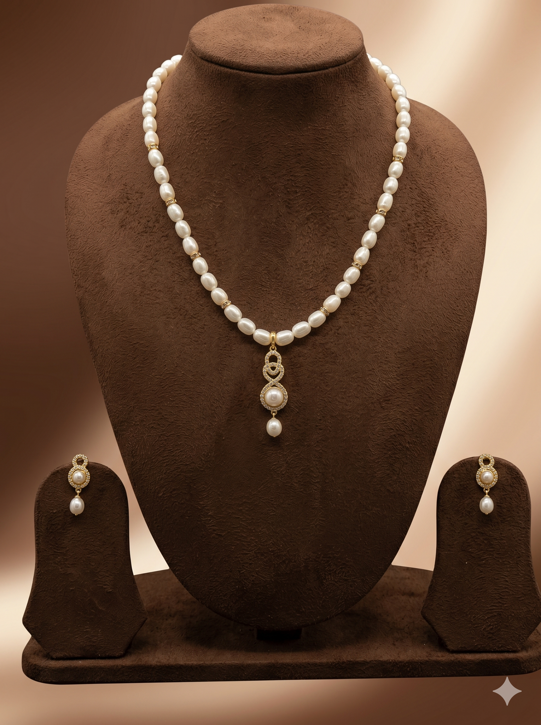 Ivory Elegance Freshwater Pearl Pendant Set | SHOBITAM
