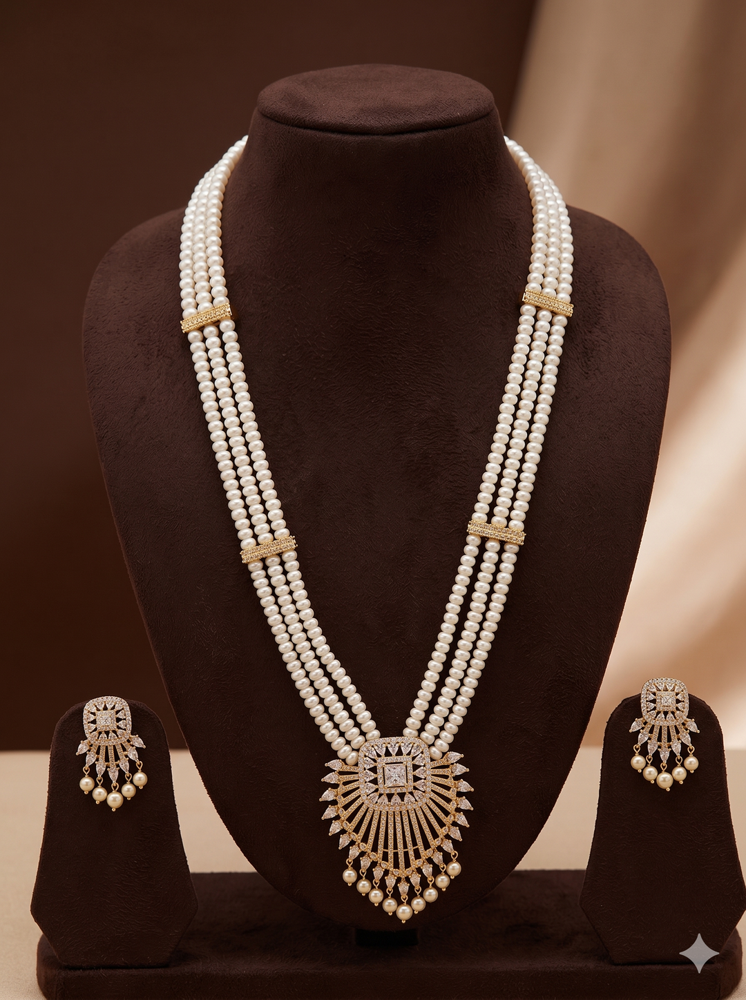 Royal White Freshwater Pearl Rani Haar Necklace Set – Premium Bridal & Festive Jewellery | SHOBITAM