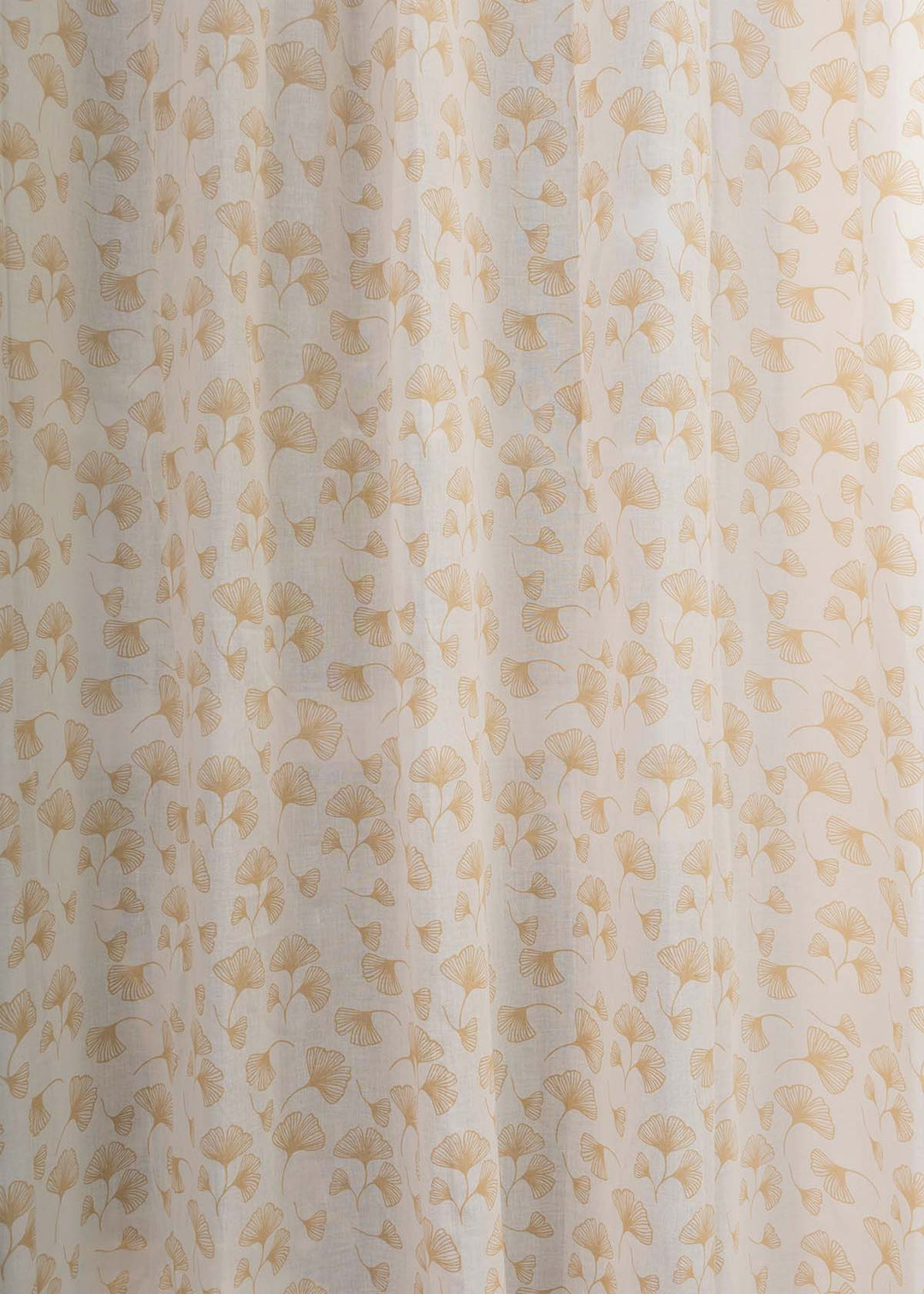 Gingko Beige 100% cotton sheer floral curtain for living room - Light filtering - Single Piece  | SHOBITAM