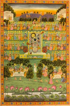 3x4 feet Authentic Jaipur Painting Shreenath ji and Gopi Raas  | SHOBITAM