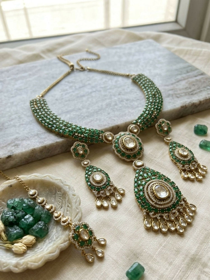 Polki Victorian Style Polki Necklace Set | SHOBITAM