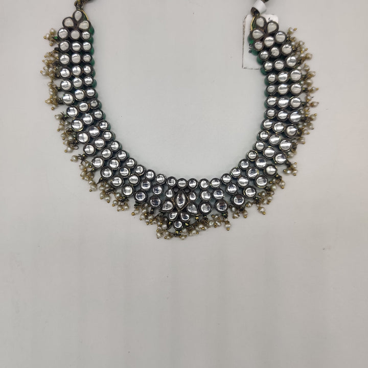 Green Bead Kundan Choker Necklace | SHOBITAM