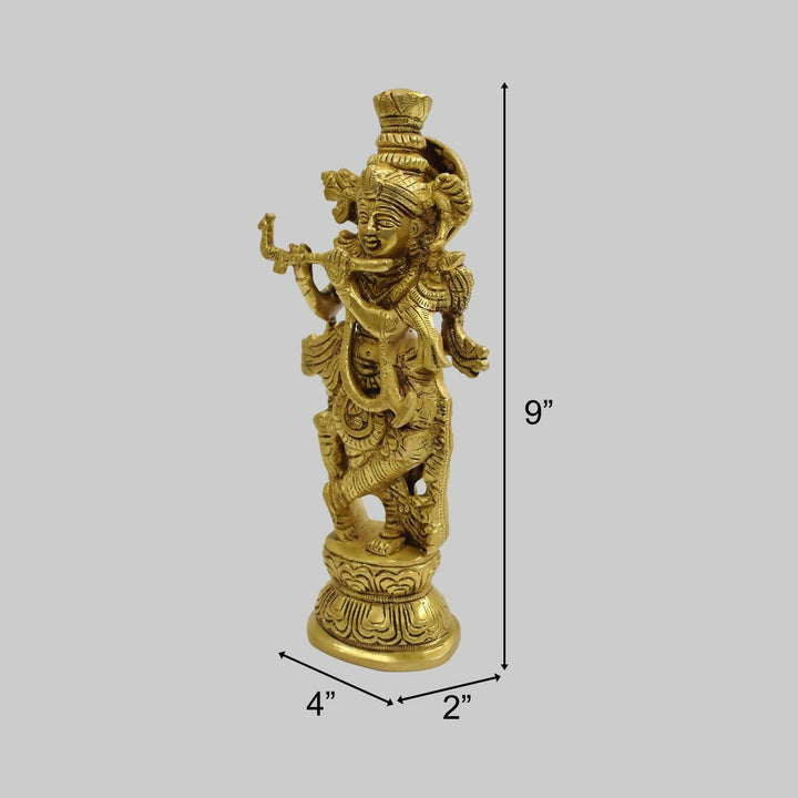 BRASS KRISHNA IDOL 9*4*2 | SHOBITAM