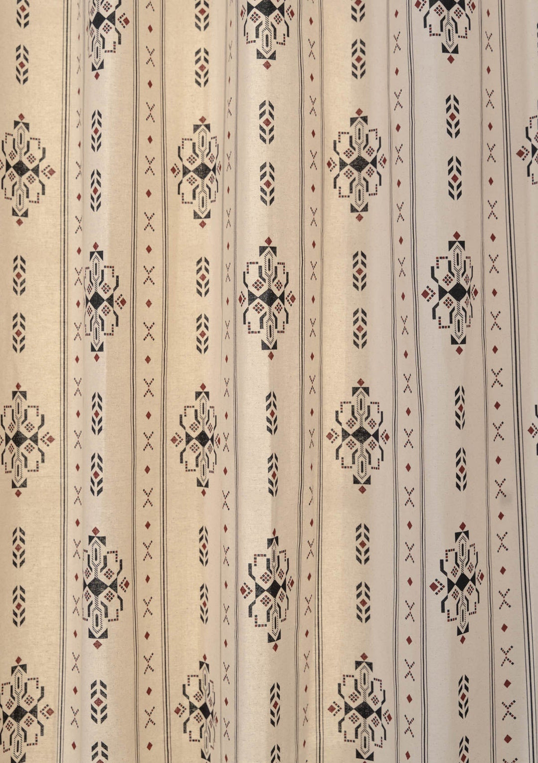 Gypsy 100% cotton geometric curtain for living room - Room darkening - Black - Single - Single Piece | SHOBITAM