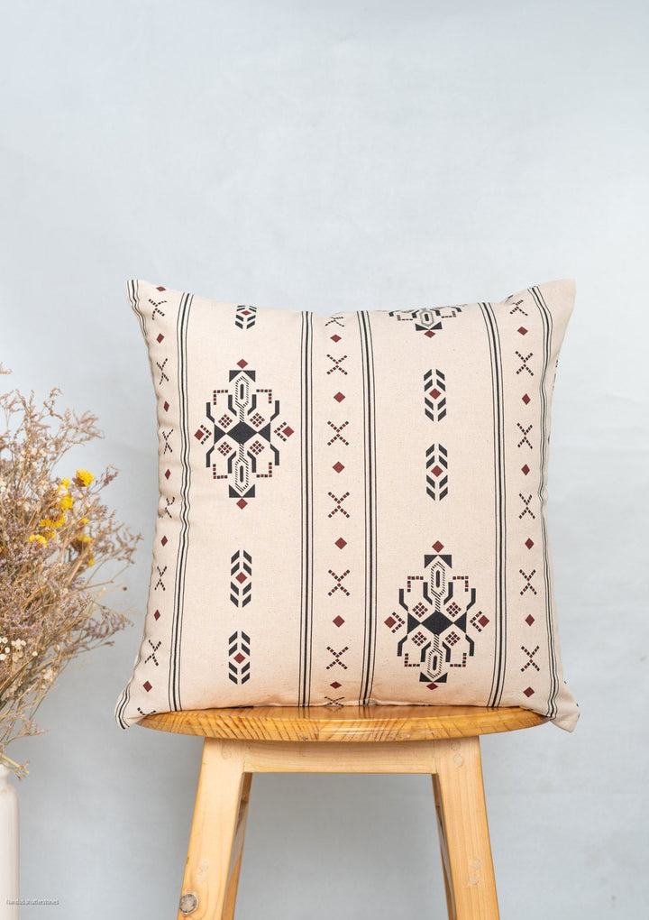 Gypsy Black Geometric Cushion Cover for Sofa – 100% Cotton | SHOBITAM