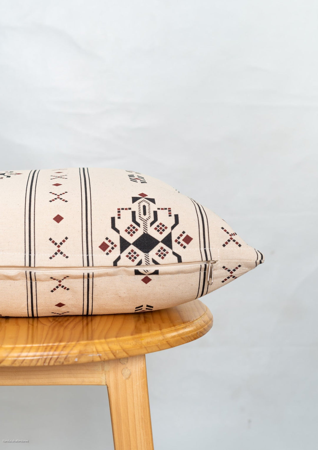 Gypsy Black Geometric Cushion Cover for Sofa – 100% Cotton | SHOBITAM