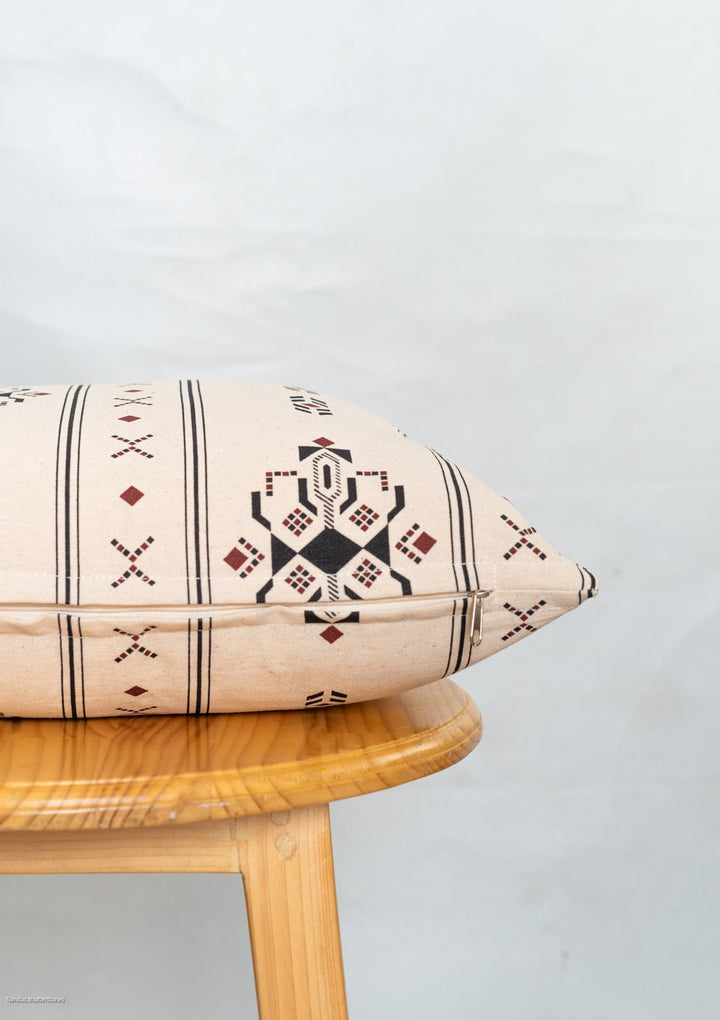 Gypsy Black Geometric Cushion Cover for Sofa – 100% Cotton | SHOBITAM