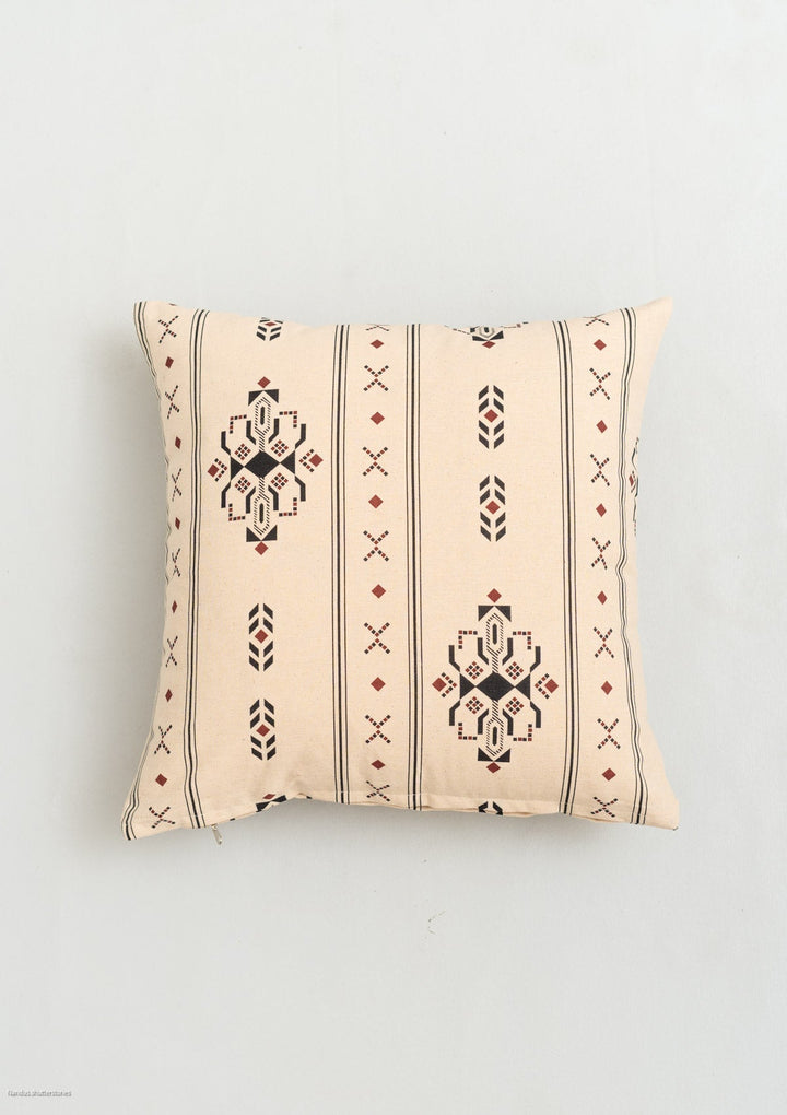 Gypsy Black Geometric Cushion Cover for Sofa – 100% Cotton | SHOBITAM