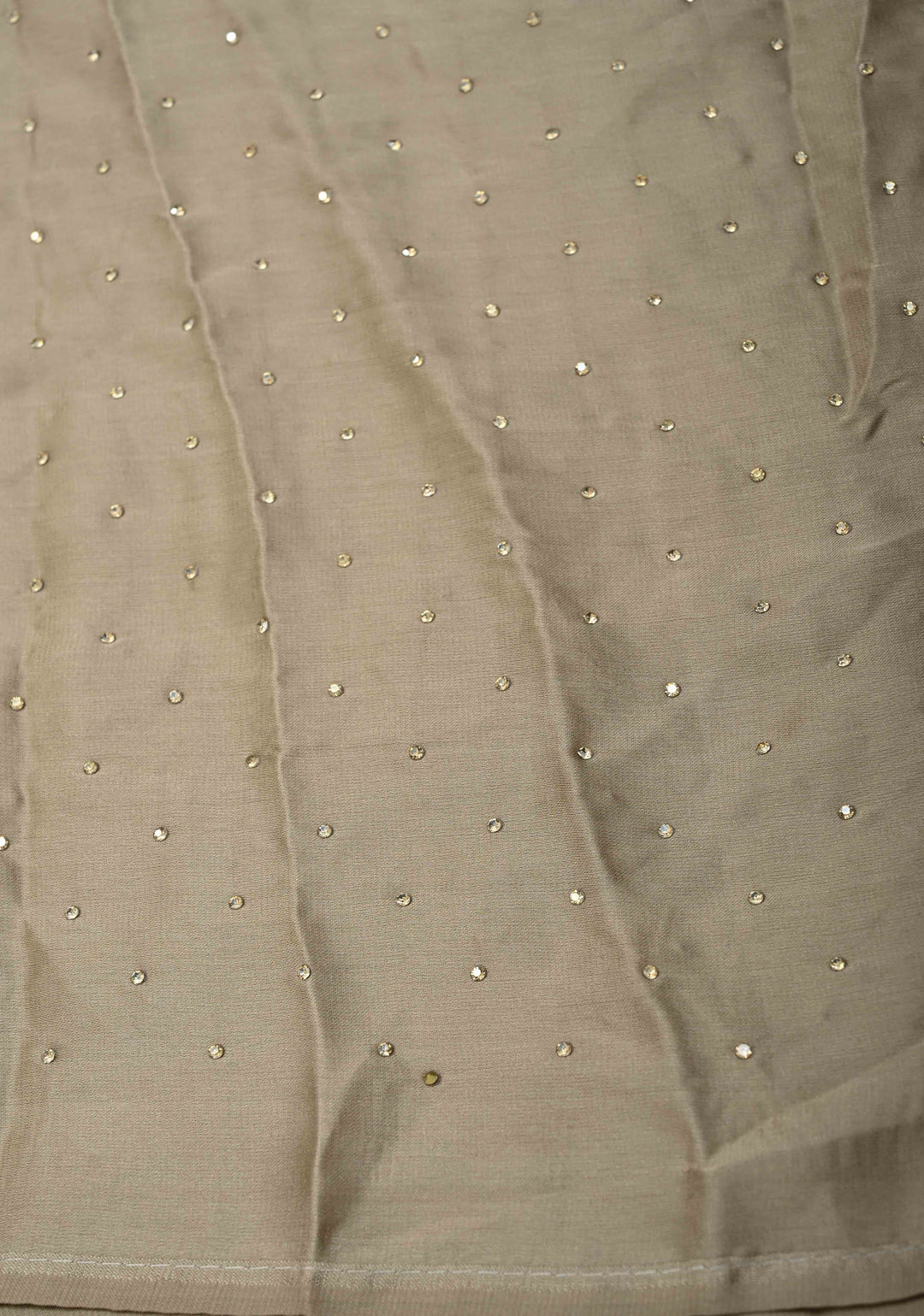Stunning Taupe satin Georgette with tone on tone stones floral jaal