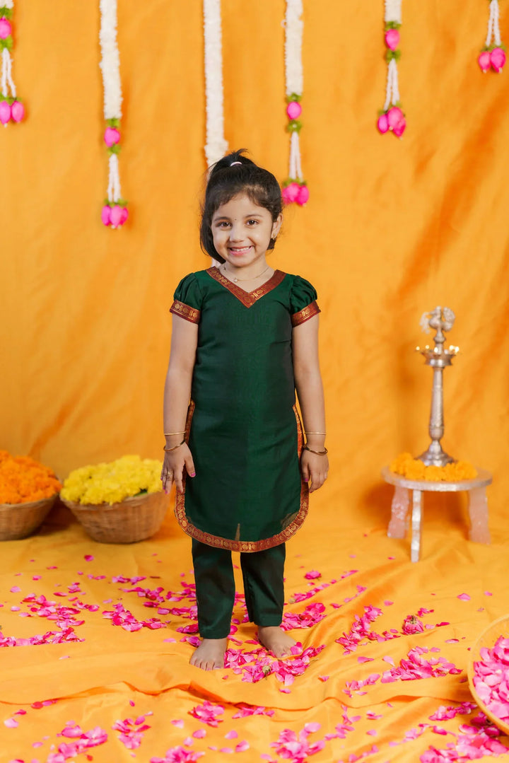 Sreeja Green Kurti Set Mini | Made To Order