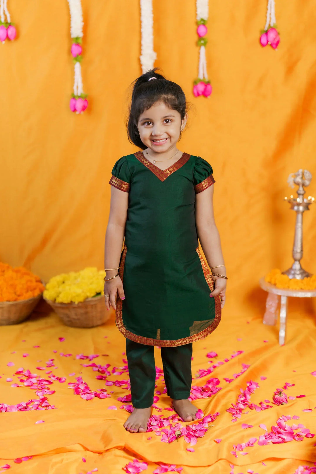 Sreeja Green Kurti Set Mini | Made To Order