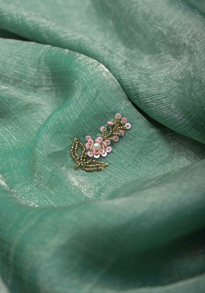 Mint Green shimmer Georgette saree with Pastel sequin and bead work