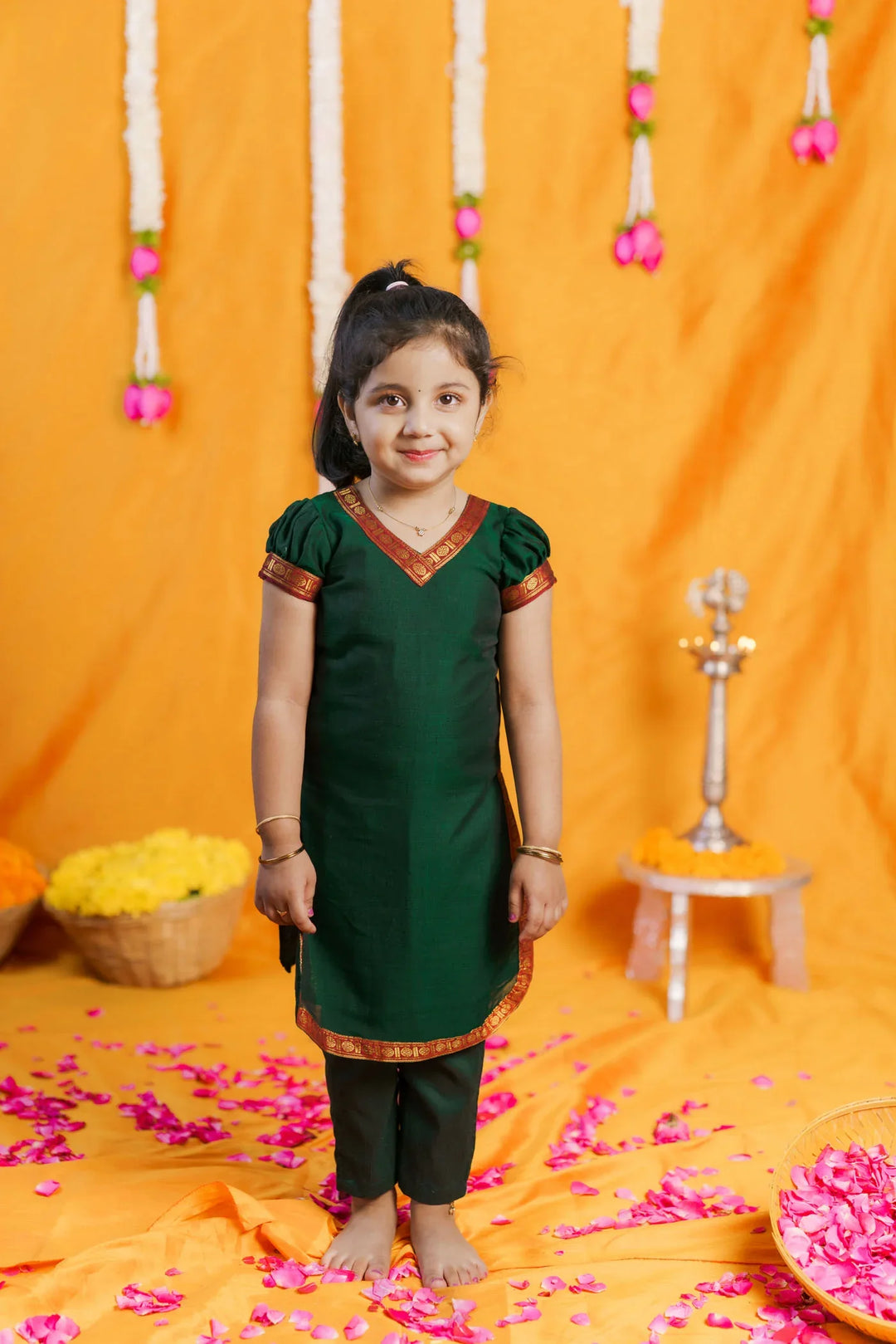Sreeja Green Kurti Set Mini | Made To Order